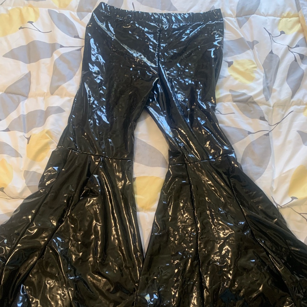 Black vinyl pants